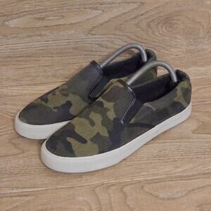 Camouflage Slip-On Camo Green Shoes JustFab Ardin Canvas Sneakers Womens Size 10